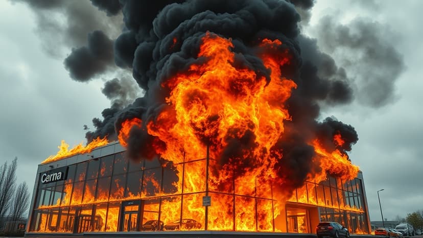 Massive Fire Erupts at York Car Lot