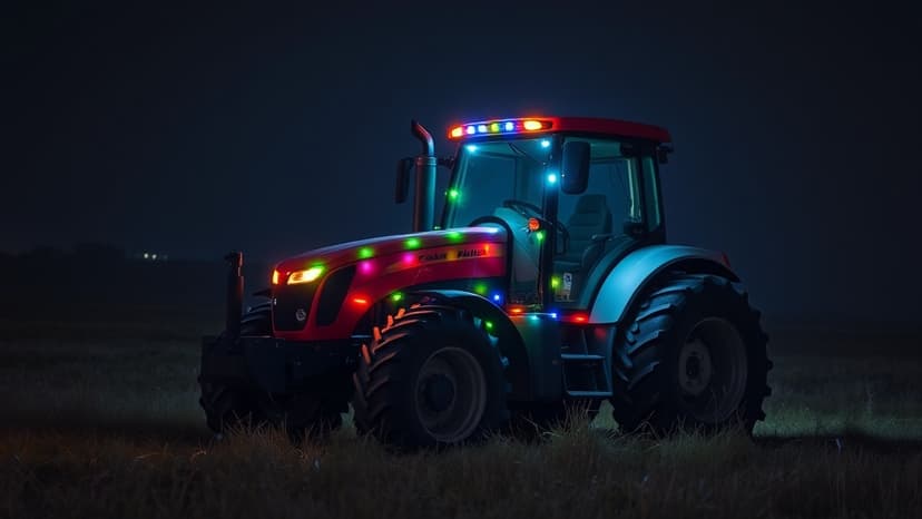 Illuminated Tractors Light Up Yorkshire Wolds